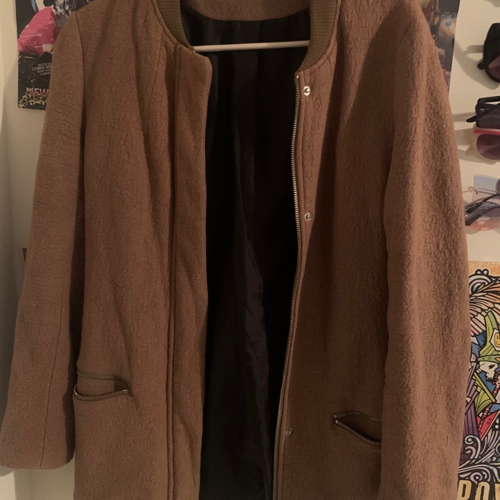 Long brown pea coat
